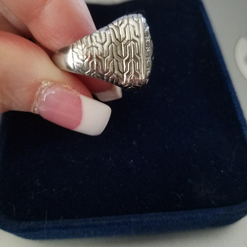 Textured Silver Square Ring - image 3